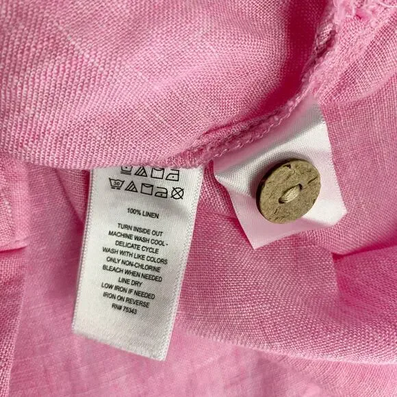 Cynthia Rowley Linen Shirt Pink Short Sleeve Top  Women’s M - Picture 7 of 7